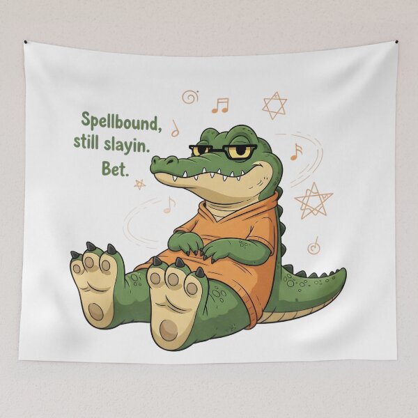 Item preview, Spellbound, Still Slayin’ – Kawaii Croc Affirmation Meme Digital Art designed and sold by AnnDesignStudio.