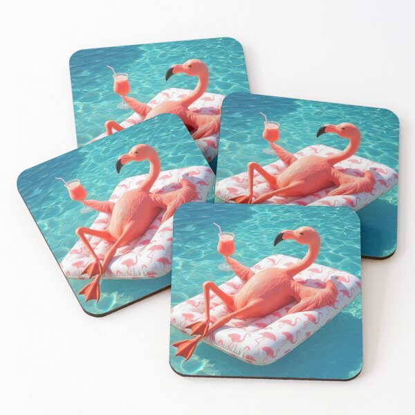 Item preview, Flamingo Floating In a Swimming Pool designed and sold by Maria Dryfhout.