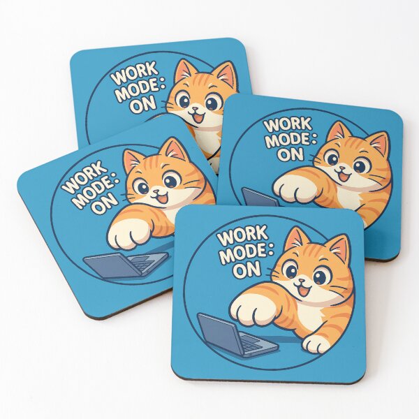 Item preview, Cute Cat Work Mode Laptop Sticker designed and sold by Yuliya Brush.