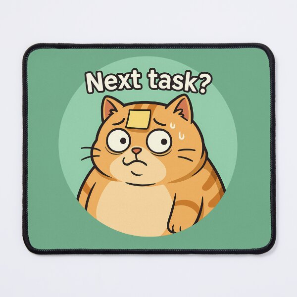 Item preview, Overloaded Cat Funny Next Task Sticker designed and sold by Yuliya Brush.
