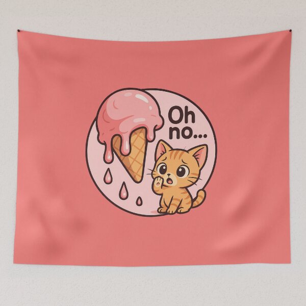Item preview, Cute Cat Oh No Ice Cream Sticker designed and sold by Yuliya Brush.