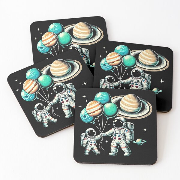 Item preview, Astronaut With Planet Balloons Cosmic Celebration designed and sold by Jcat7.