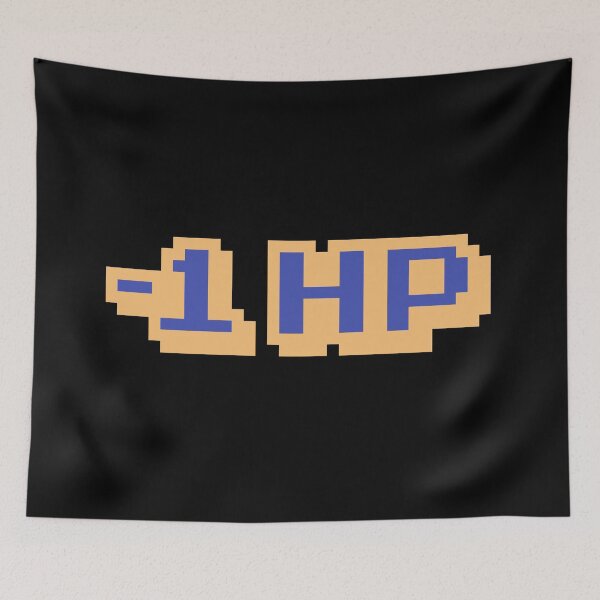 Item preview, -1 HP, Gaming Memes in Yellow and Blue Pixel Typography designed and sold by Memes N Lore .