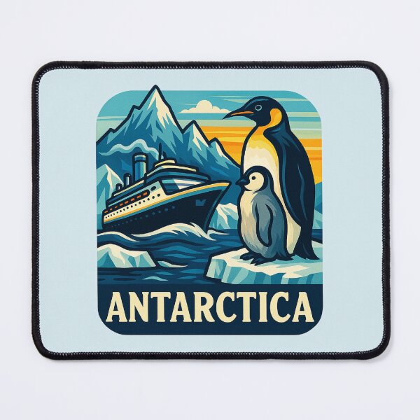 Item preview, Antarctica Cruise with Penguins – Retro Travel Art designed and sold by Myra365Art.