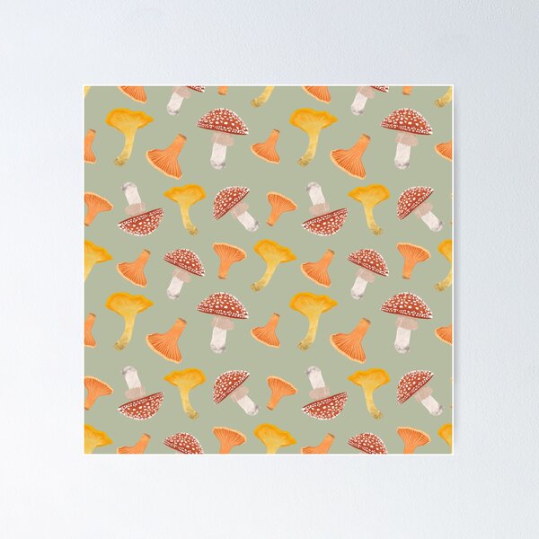 Item preview, Green mushroom pattern  designed and sold by Of Ink and Earth.