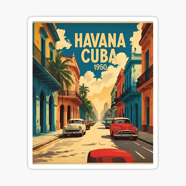 Item preview, Havana Cuba 1950 – Vintage Caribbean Travel Poster designed and sold by The Emerald Eye .