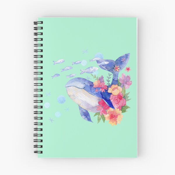 Aperçu de l'œuvre Baleine florale à l'aquarelle avec des vibrations océaniques tropicales créée et vendue par Kimagure13.