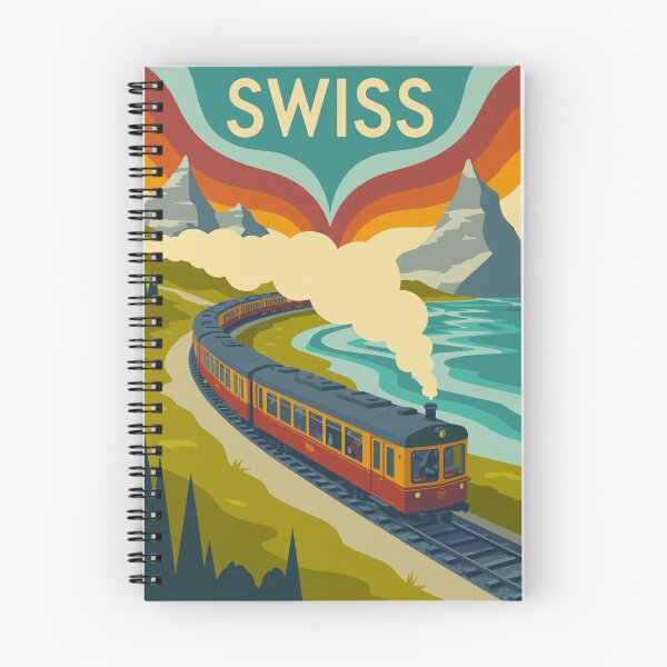 Item preview, Swiss Alps Retro Train – Vintage Travel Poster Style with Flat Vector Mountain Design designed and sold by paulo silveira.