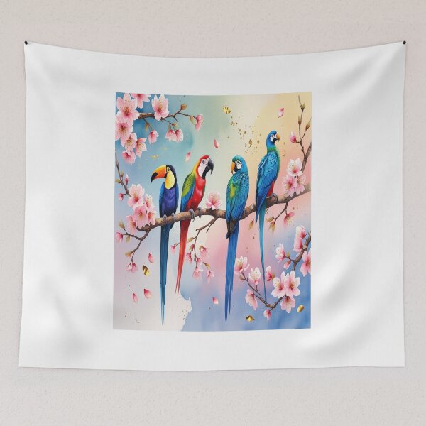 Item preview, Exotic Birds on Cherry Blossom Branch designed and sold by Max Store.