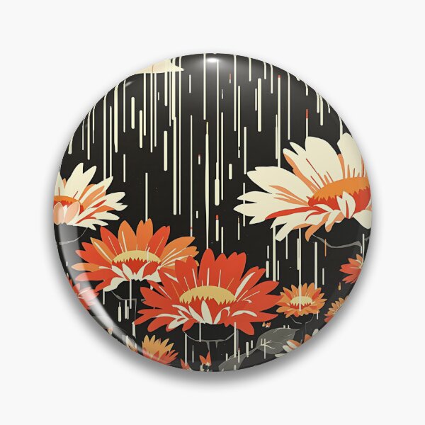 Item preview, Floral Rain Drop Scene – Retro Sunset Bloom Pattern designed and sold by NSB-Design.