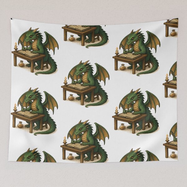 Item preview, Dragon writing a book designed and sold by YourFavBuddy.