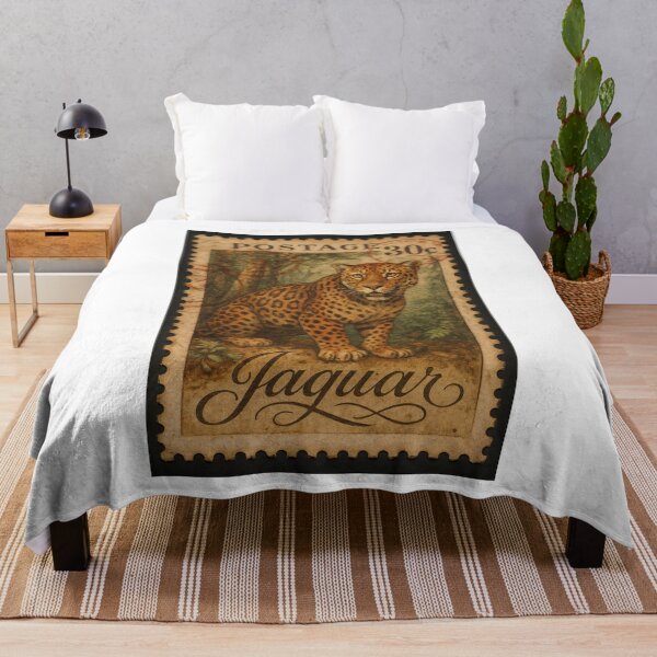 Item preview, Jaguar Stamp Relic – Retro Wilderness Majesty designed and sold by ForeverPrintsOK.
