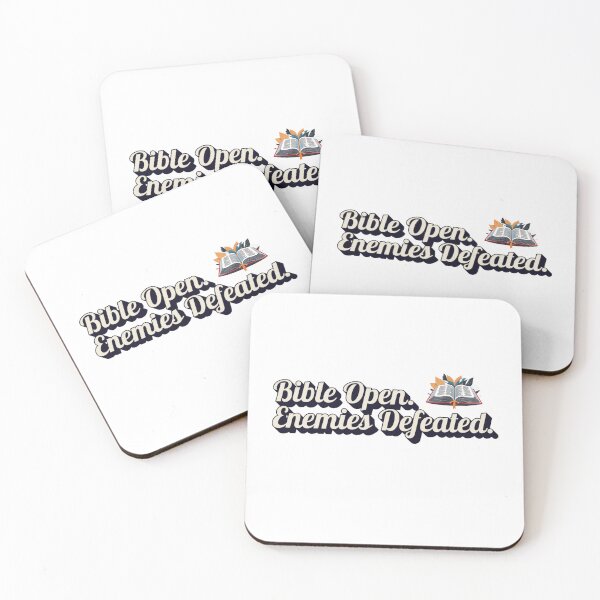 Item preview, Bible Open Enemies Defeated | Christian Faith Warrior Quote designed and sold by The Sticker Cove.