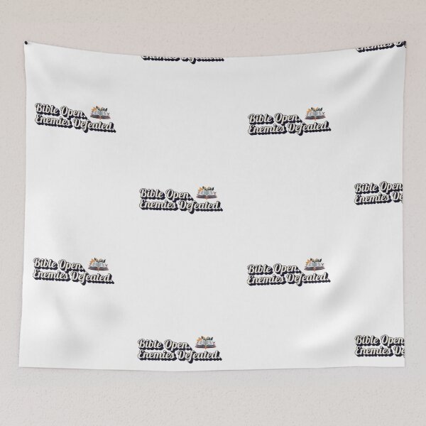 Item preview, Bible Open Enemies Defeated | Christian Faith Warrior Quote designed and sold by The Sticker Cove.