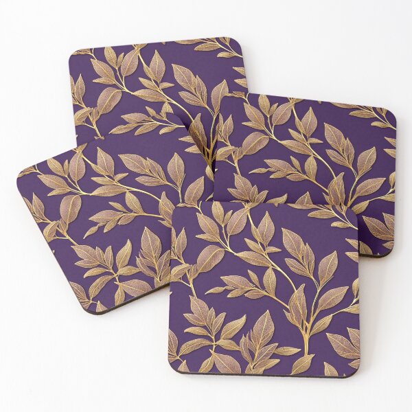 Item preview, Golden Leaf Pattern on Deep Purple Textured Background designed and sold by semenol.