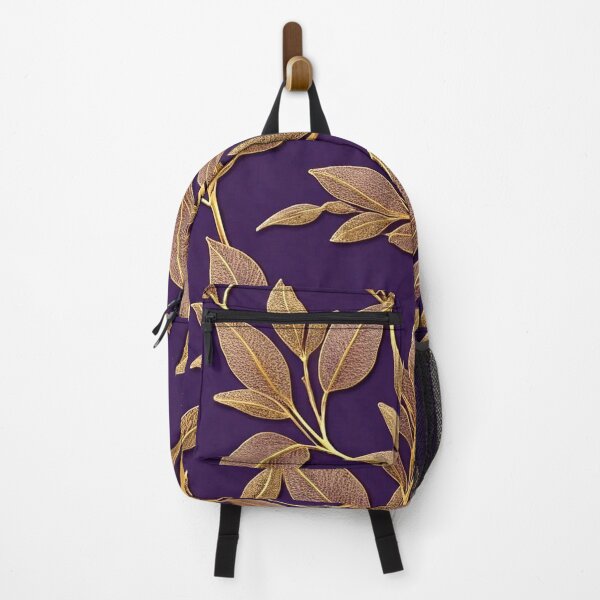 Item preview, Golden Leaf Pattern on Deep Purple Textured Background designed and sold by semenol.