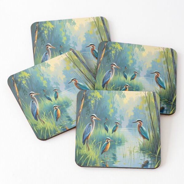 Item preview, Serene Lakeside Morning with Exotic Birds designed and sold by Max Store.