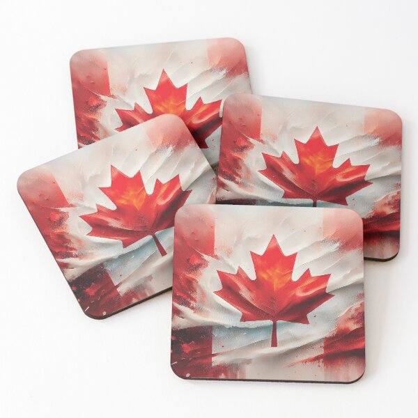 Item preview, Canada,  Canadian flag,  Canada flag thick textured oil painting artwork,  red and white maple leaf design  designed and sold by navitalidesign.