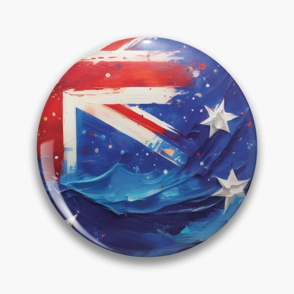 Artikelvorschau, Gemälde der australischen Nationalflagge, Australien, australische patriotische Flagge, dickes strukturiertes Ölgemälde, rot, weiß und blau, australische Flagge entworfen und verkauft von navitalidesign.