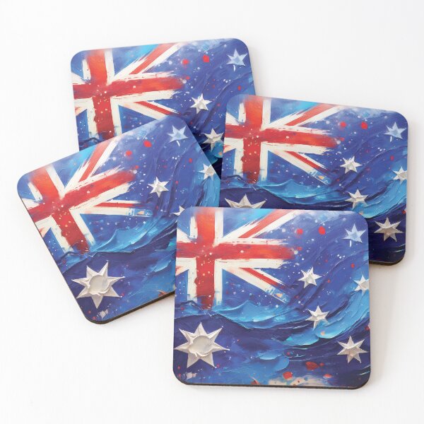 Item preview, Australia national flag painting, Australia, Australian patriotic flag thick textured oil painting artwork,  red, white and blue, Aussie flag  designed and sold by navitalidesign.