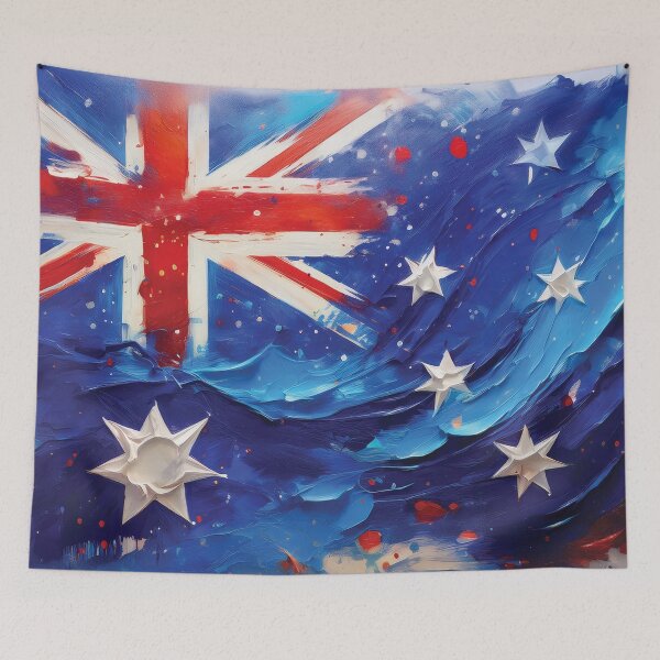Item preview, Australia national flag painting, Australia, Australian patriotic flag thick textured oil painting artwork,  red, white and blue, Aussie flag  designed and sold by navitalidesign.
