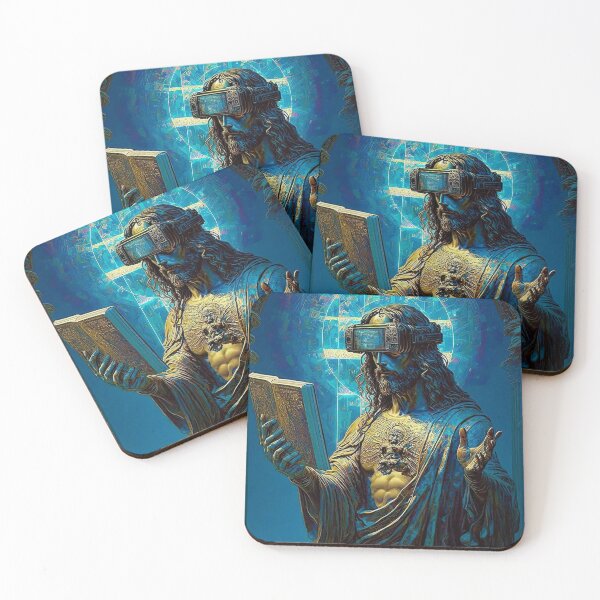 Item preview, Cyberpunk Jesus – Futuristic Neon Messiah Illustration designed and sold by Italy-Shop.