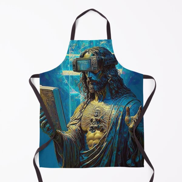 Item preview, Cyberpunk Jesus – Futuristic Neon Messiah Illustration designed and sold by Italy-Shop.