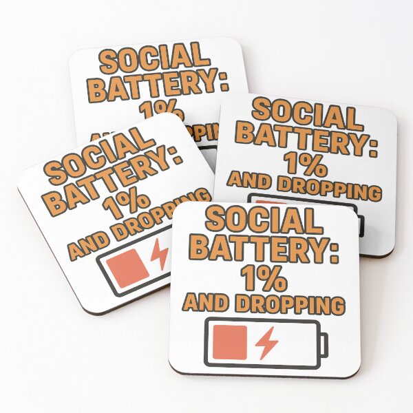Artikelvorschau, Social Battery: 1 % und sinkend, lustiges Zitat-Design für Introvertierte entworfen und verkauft von FashCode.