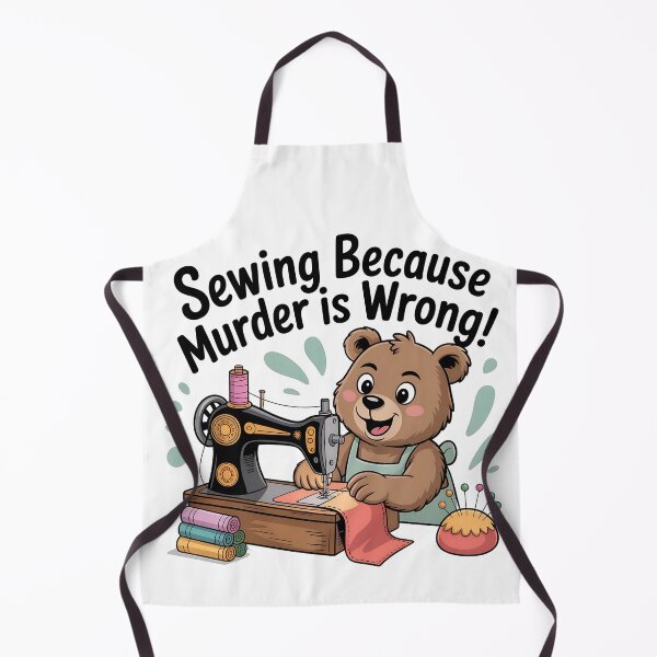 Item preview, Sewing Because Murder Is Wrong, Funny Snarky Bear Design designed and sold by Bliss Find And Design.