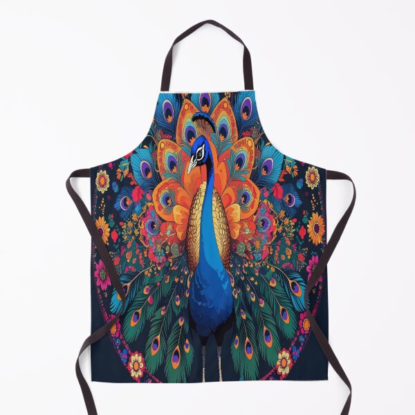 Aperçu de l'œuvre Impression d'art de paon mandala aux tons de bijoux créée et vendue par Max Store.