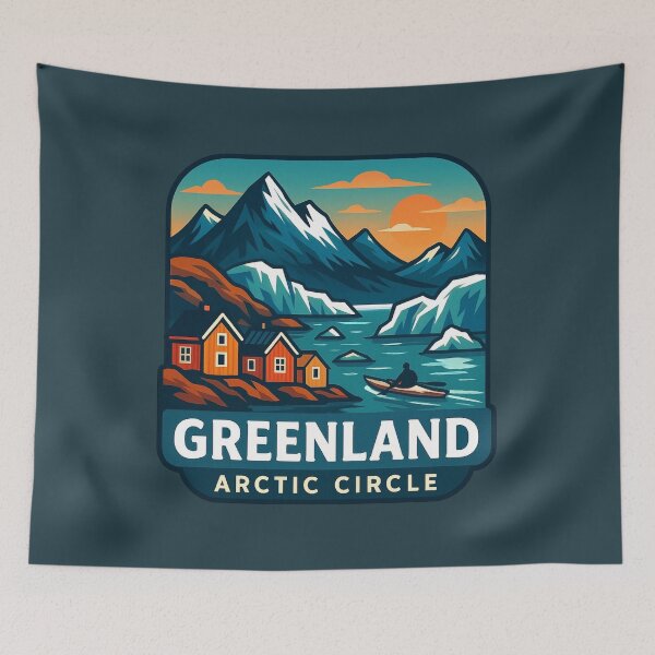 Item preview, Greenland Arctic Circle – Retro Travel Art designed and sold by Myra365Art.