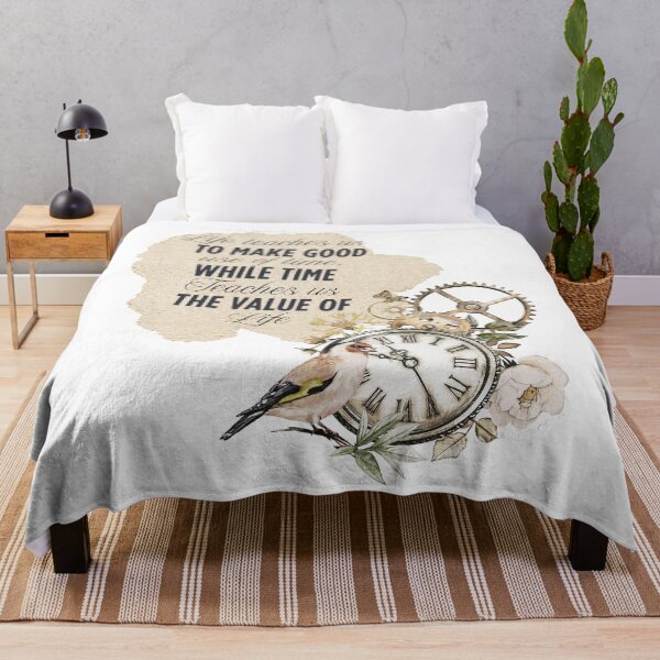 Item preview, Vintage clock with a bird, flowers and a quote designed and sold by Patsmerch.