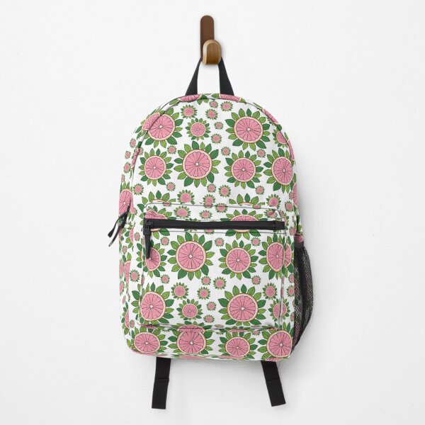 Item preview, Bright Pink Grapefruits with Green Leaves print, pattern designed and sold by ScribbL-ScrabbL.