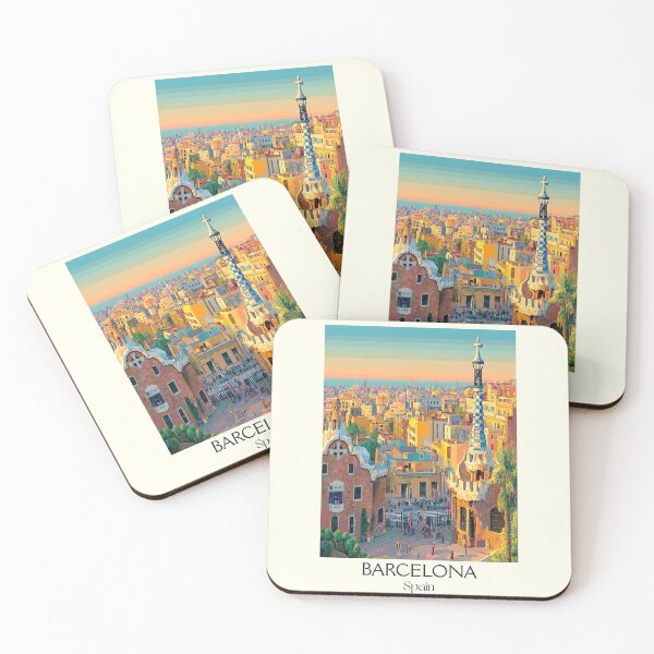 Item preview, Barcelona Retro Travel Poster – Gaudí Skyline Vintage Wall Art designed and sold by TuncGK.