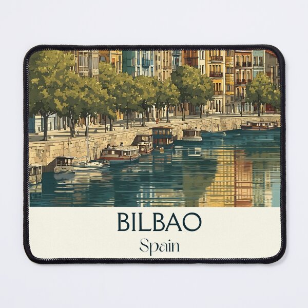 Item preview, Bilbao Travel Poster – Guggenheim Museum Inspired Vintage Art designed and sold by TuncGK.