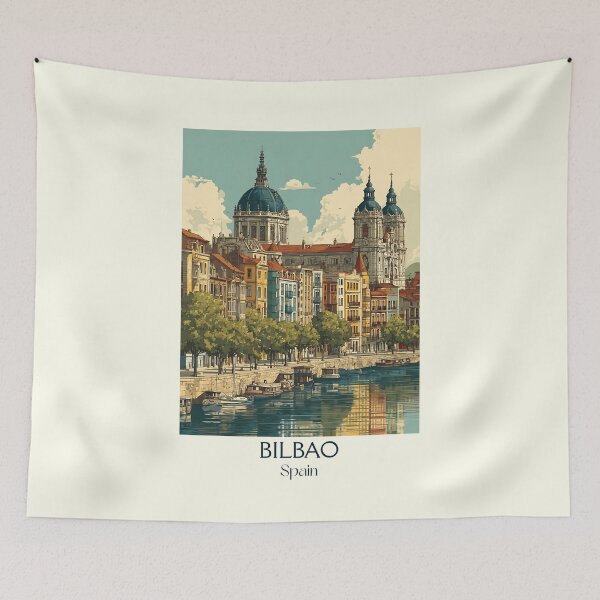 Item preview, Bilbao Travel Poster – Guggenheim Museum Inspired Vintage Art designed and sold by TuncGK.