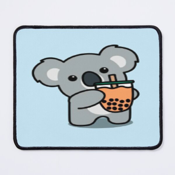 Item preview, koala holding boba tea blue backround designed and sold by CUTIE49SRIMONEY.