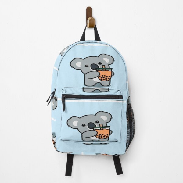 Item preview, koala holding boba tea blue backround designed and sold by CUTIE49SRIMONEY.