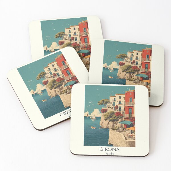 Item preview, Girona Vintage Travel Poster – Riverfront Spain Art Print designed and sold by TuncGK.