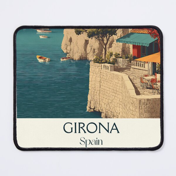 Item preview, Girona Vintage Travel Poster – Riverfront Spain Art Print designed and sold by TuncGK.