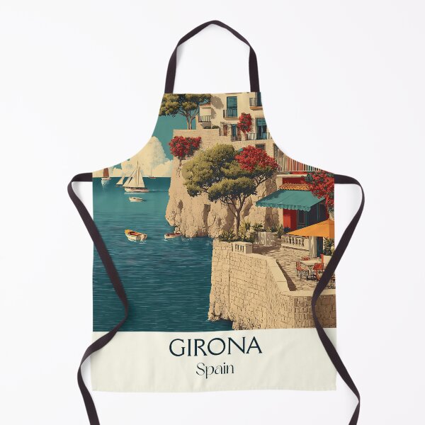 Item preview, Girona Vintage Travel Poster – Riverfront Spain Art Print designed and sold by TuncGK.