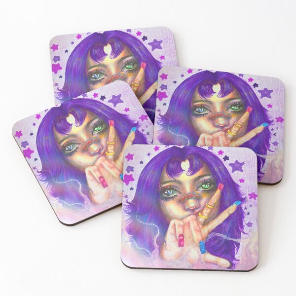 Item preview, Neon Dream – Cyber Girl with Violet Hair designed and sold by Heavenly-Cloudz.