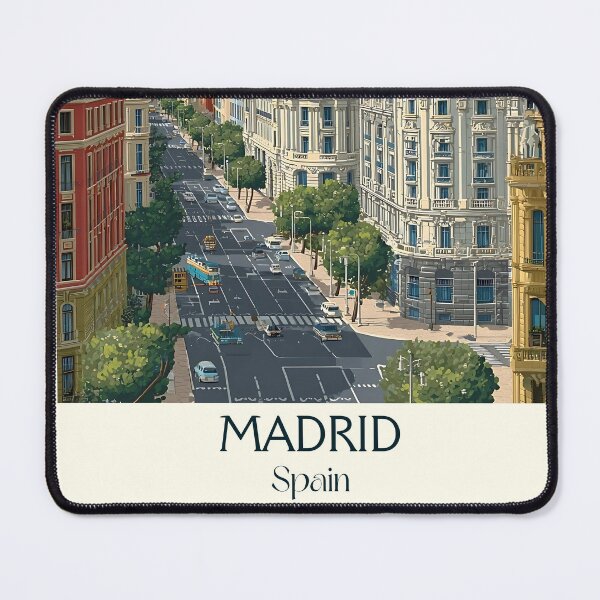 Item preview, Madrid Vintage Poster – Gran Vía Skyline Travel Art designed and sold by TuncGK.