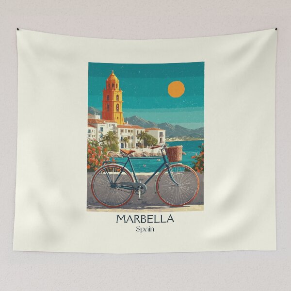 Item preview, Marbella Vintage Travel Poster – Luxury Coastline Art designed and sold by TuncGK.