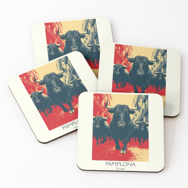 Item preview, Pamplona Vintage Travel Poster – Running of the Bulls Spain Art designed and sold by TuncGK.