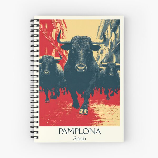 Item preview, Pamplona Vintage Travel Poster – Running of the Bulls Spain Art designed and sold by TuncGK.