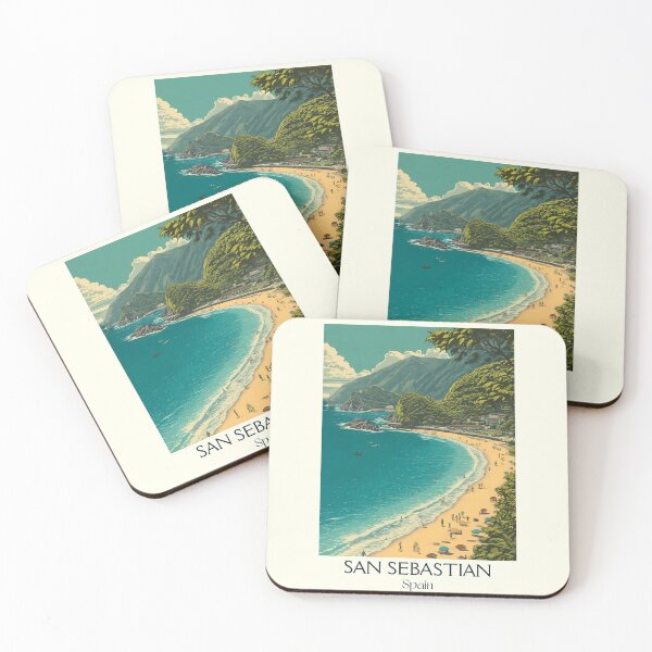 Item preview, San Sebastián Vintage Travel Poster – Beachfront Basque Art designed and sold by TuncGK.