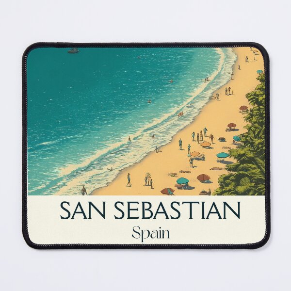 Item preview, San Sebastián Vintage Travel Poster – Beachfront Basque Art designed and sold by TuncGK.