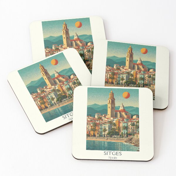 Item preview, Sitges Travel Poster – Mediterranean Seaside Vintage Art designed and sold by TuncGK.