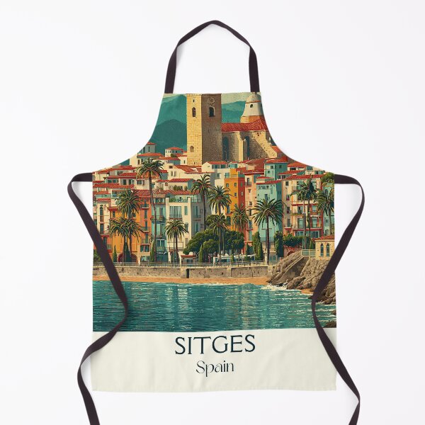Item preview, Sitges Travel Poster – Mediterranean Seaside Vintage Art designed and sold by TuncGK.